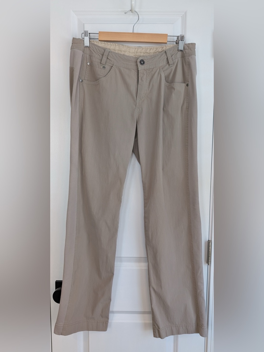 Kuhl Women's Hiking Pants Stretch Panel Straight Leg Khaki Tan Size 12 Regular